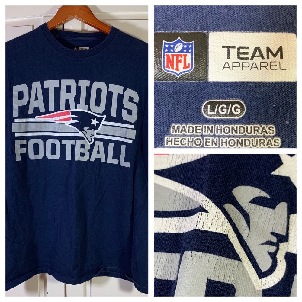 NFL Team Apparel New England Patriots Football T-Shirt Mens Large Navy Blue